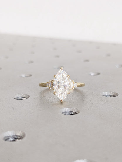 Asscher Three Stones Engagement Ring – 5.75 CT Moissanite Diamond