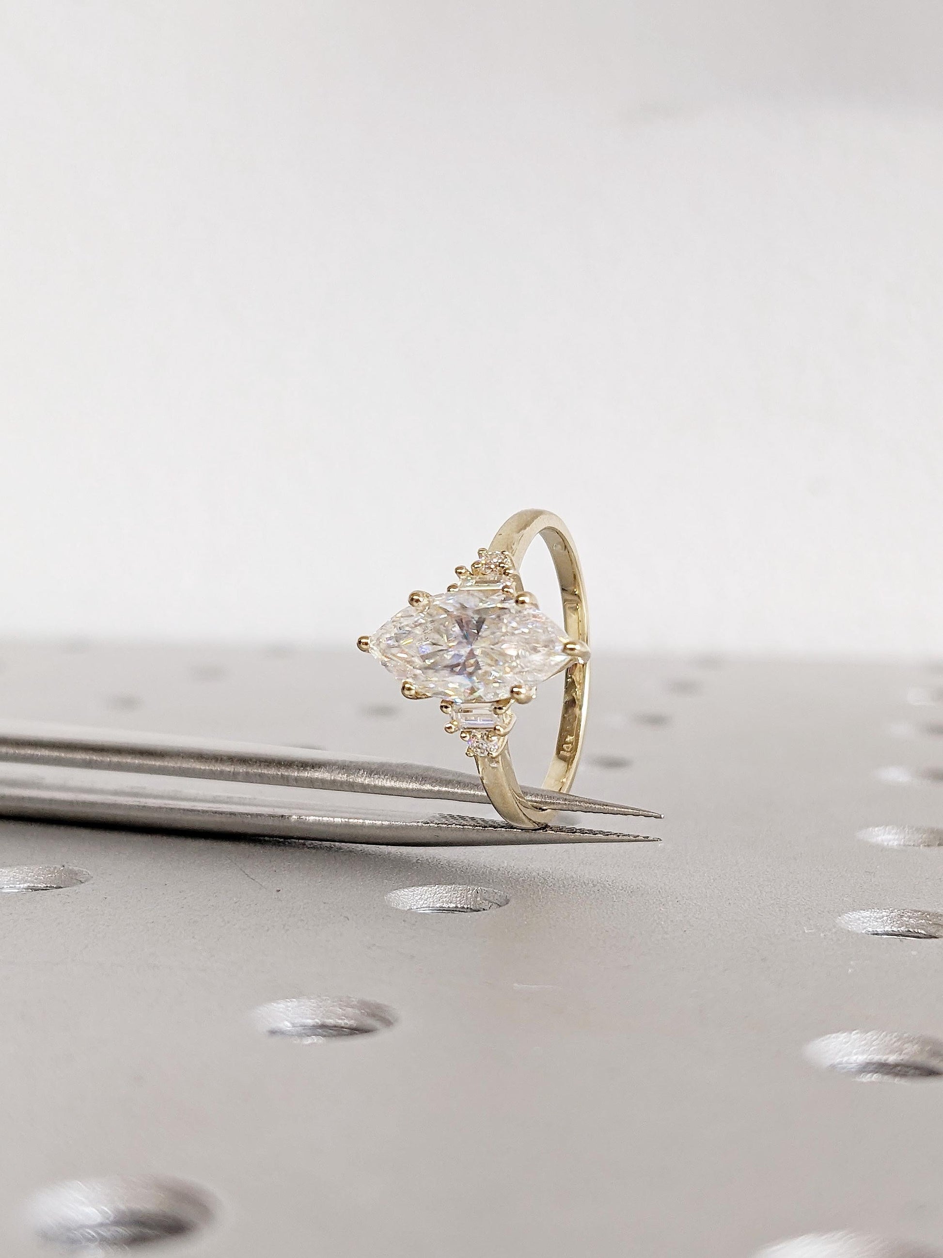 Asscher Three Stones Engagement Ring – 5.75 CT Moissanite Diamond