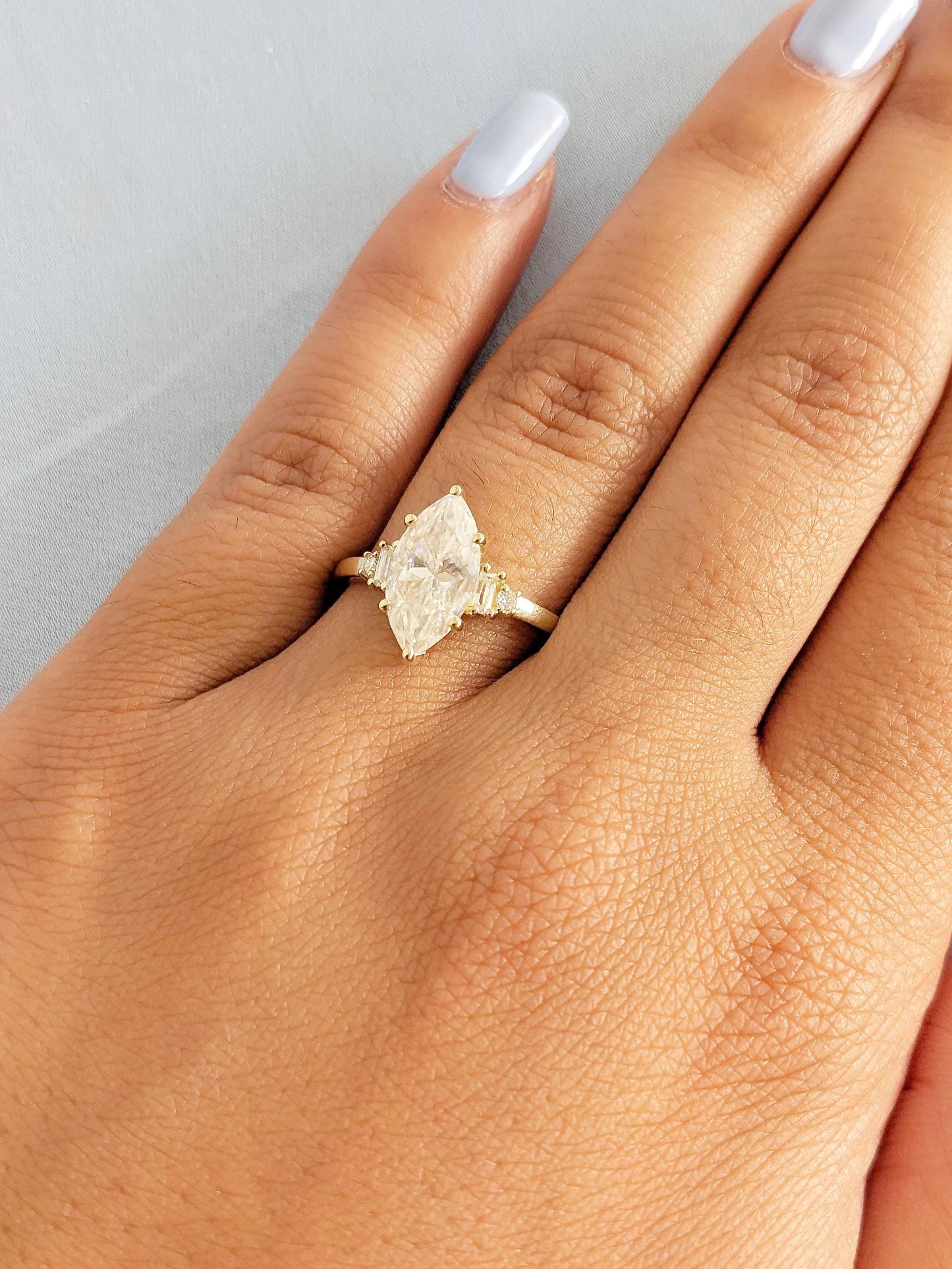 Asscher Three Stones Engagement Ring – 5.75 CT Moissanite Diamond