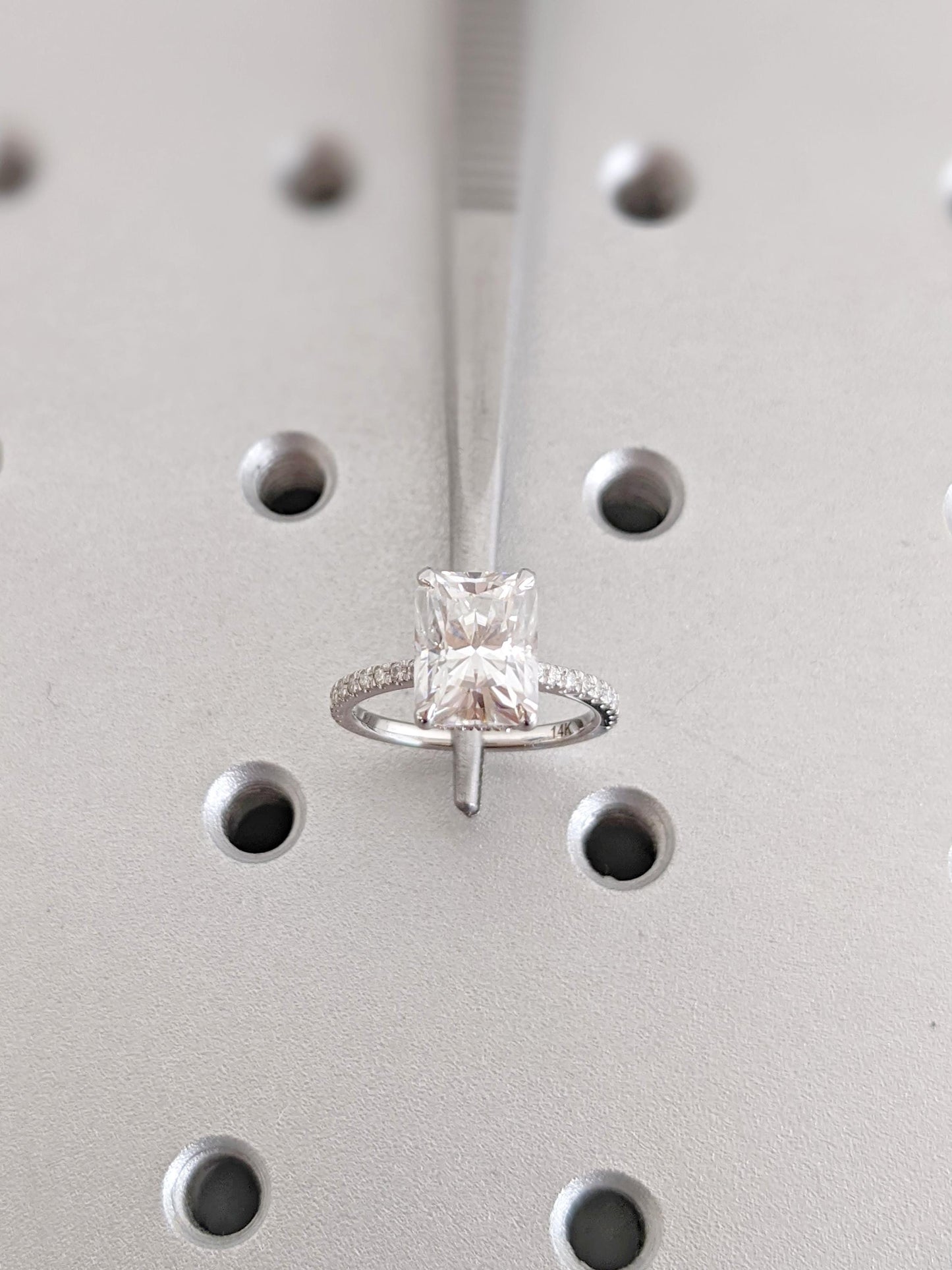 Asscher Three Stones Engagement Ring – 5.75 CT Moissanite Diamond