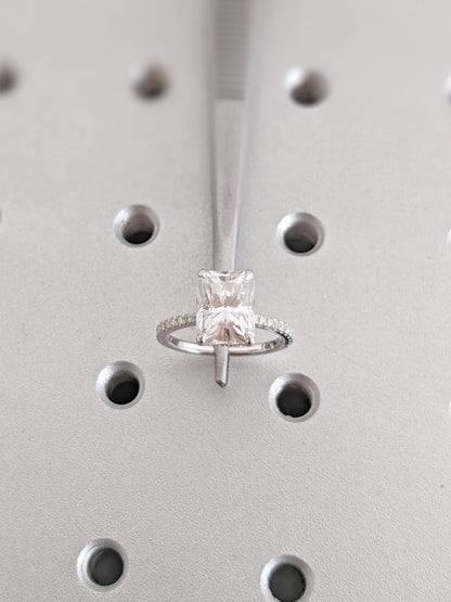 Asscher Three Stones Engagement Ring – 5.75 CT Moissanite Diamond
