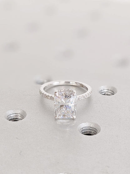 Asscher Three Stones Engagement Ring – 5.75 CT Moissanite Diamond