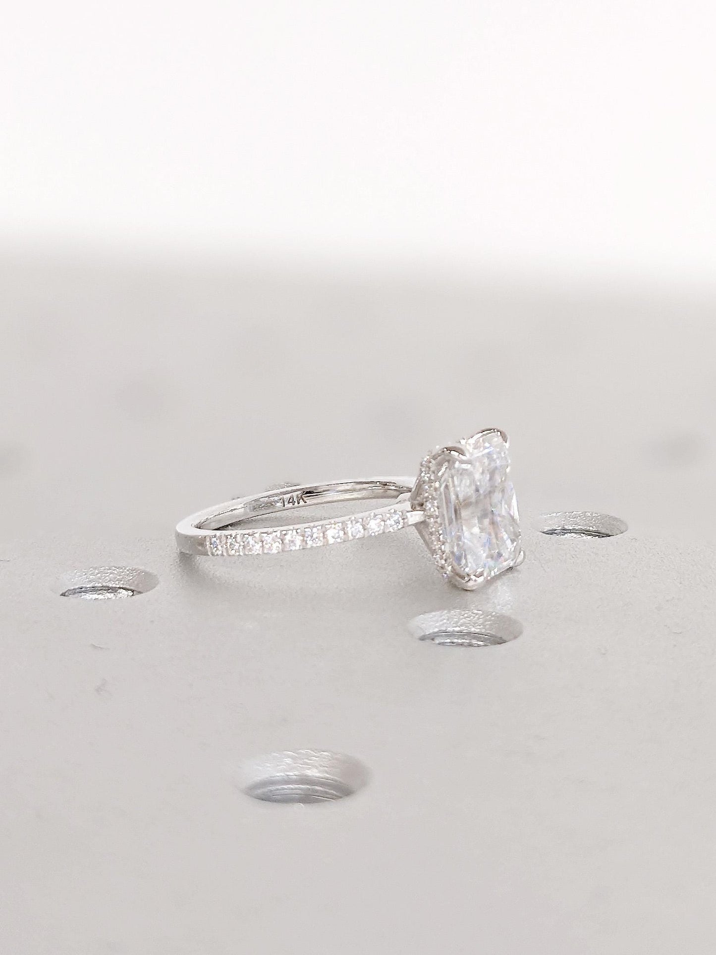 Asscher Three Stones Engagement Ring – 5.75 CT Moissanite Diamond