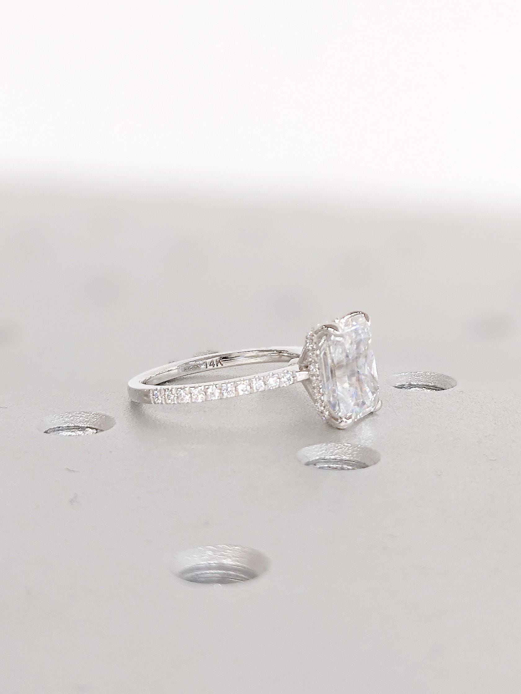 Asscher Three Stones Engagement Ring – 5.75 CT Moissanite Diamond