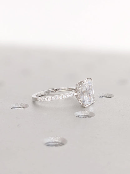 Asscher Three Stones Engagement Ring – 5.75 CT Moissanite Diamond