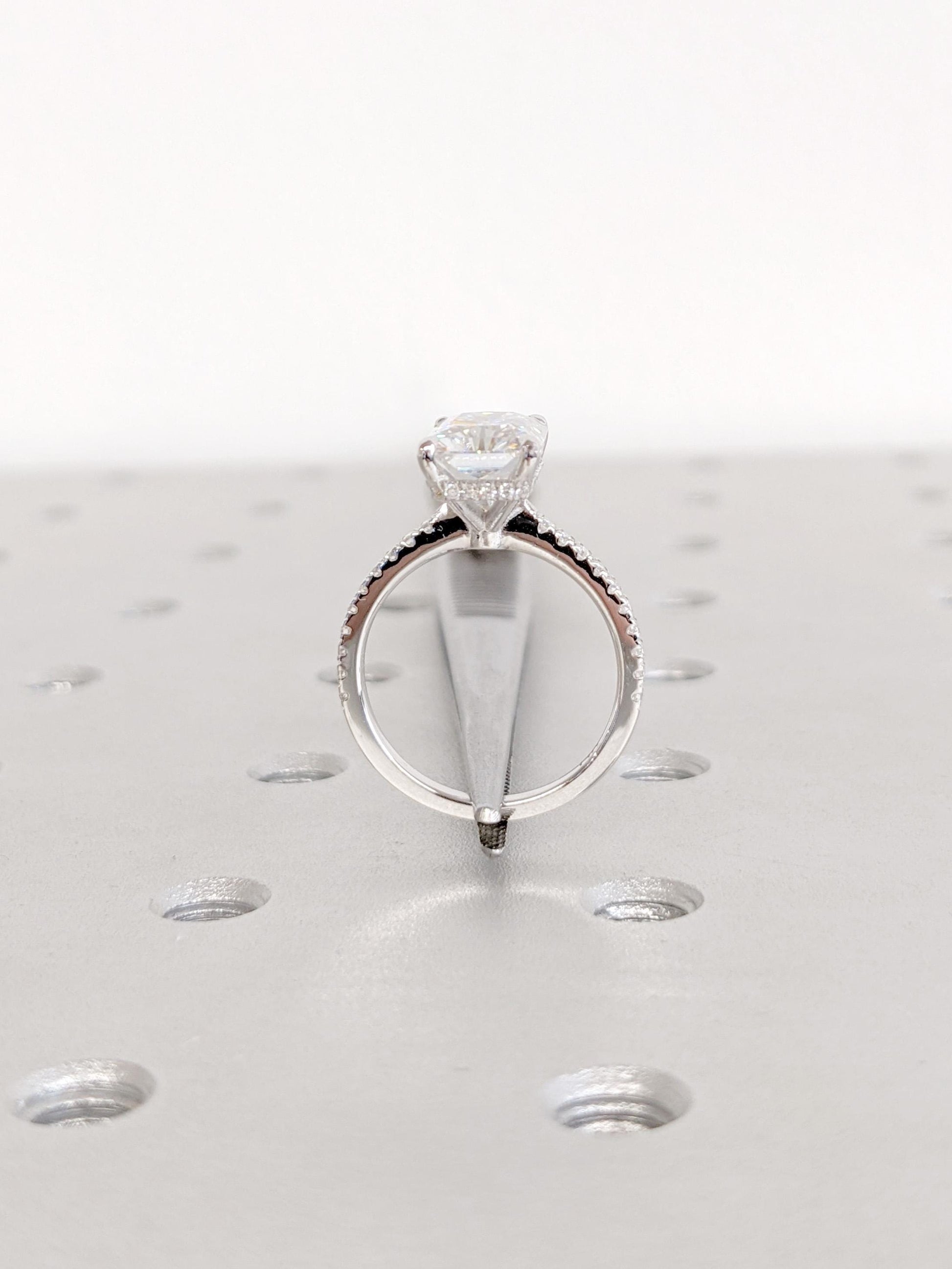 Asscher Three Stones Engagement Ring – 5.75 CT Moissanite Diamond