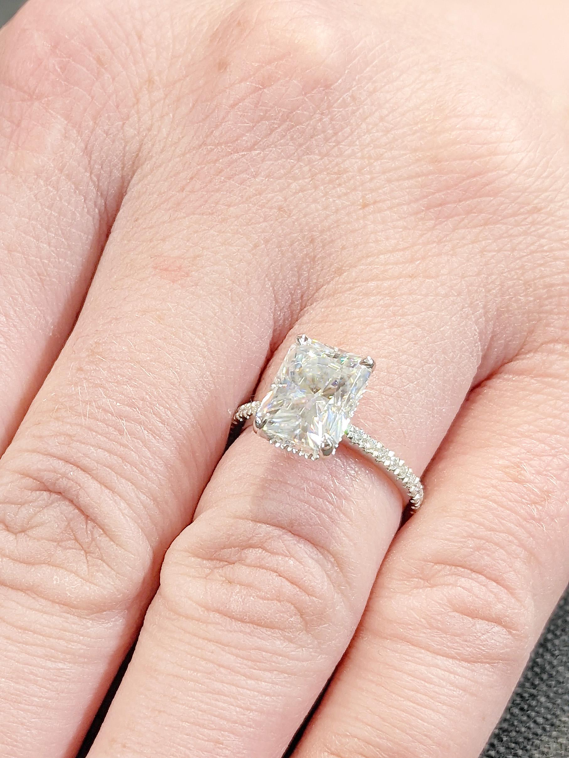 Asscher Three Stones Engagement Ring – 5.75 CT Moissanite Diamond