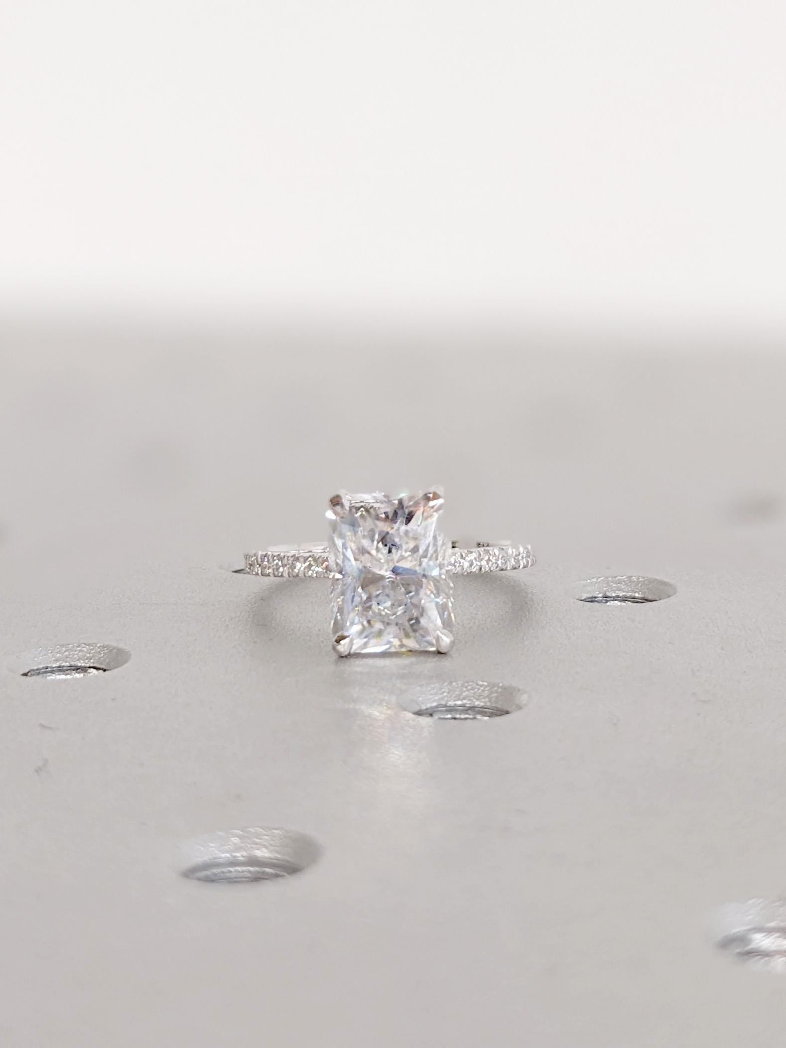 Asscher Three Stones Engagement Ring – 5.75 CT Moissanite Diamond