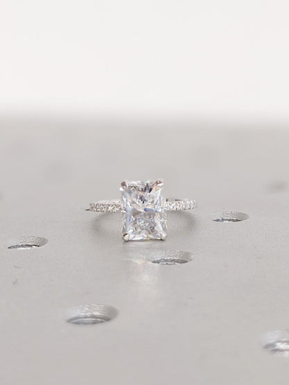 Asscher Three Stones Engagement Ring – 5.75 CT Moissanite Diamond
