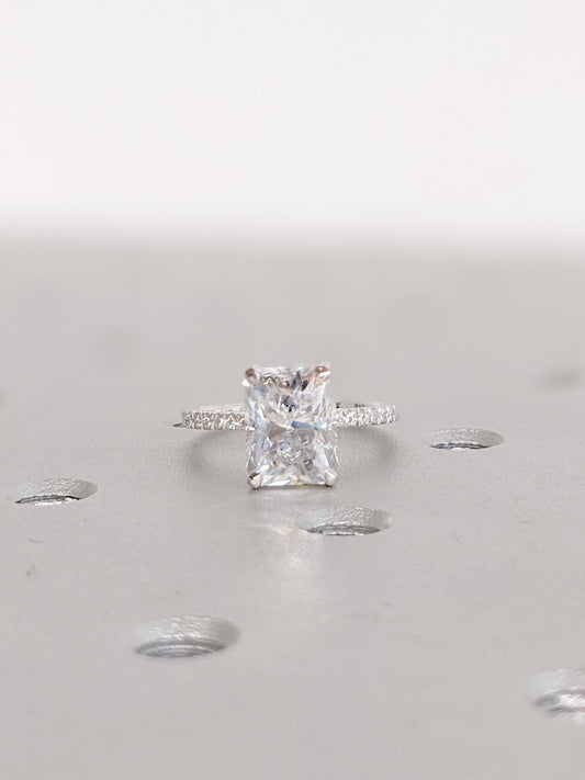 Asscher Three Stones Engagement Ring – 5.75 CT Moissanite Diamond