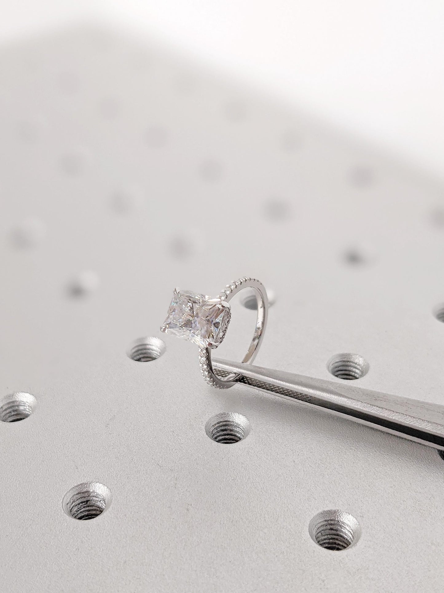 Asscher Three Stones Engagement Ring – 5.75 CT Moissanite Diamond