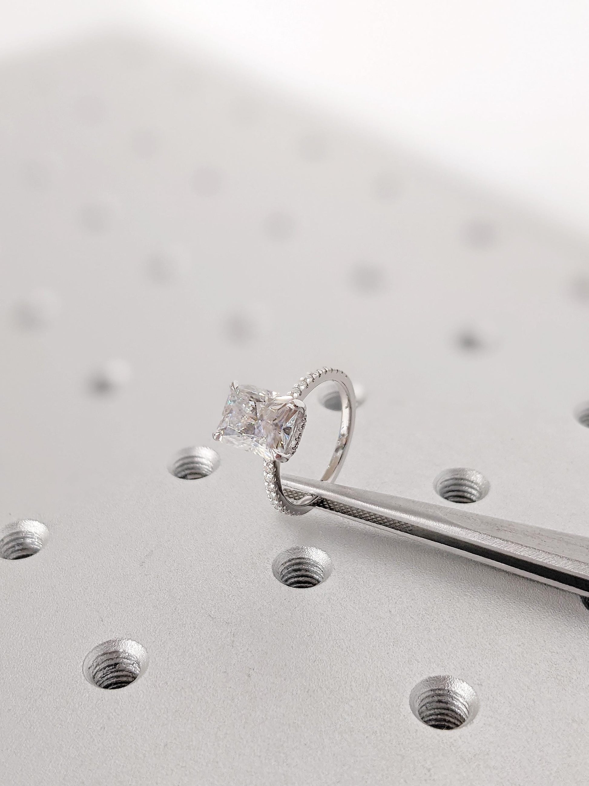 Asscher Three Stones Engagement Ring – 5.75 CT Moissanite Diamond