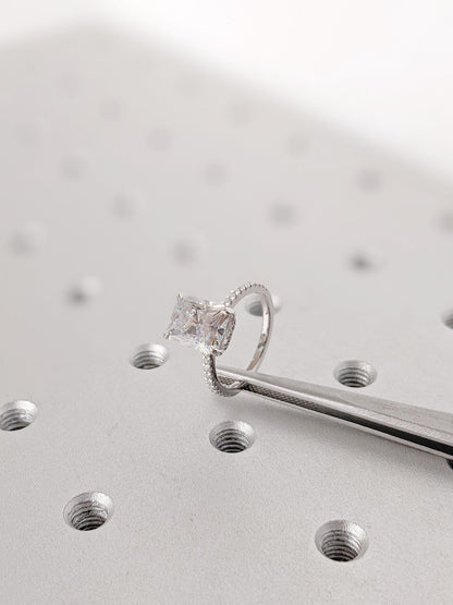 Asscher Three Stones Engagement Ring – 5.75 CT Moissanite Diamond