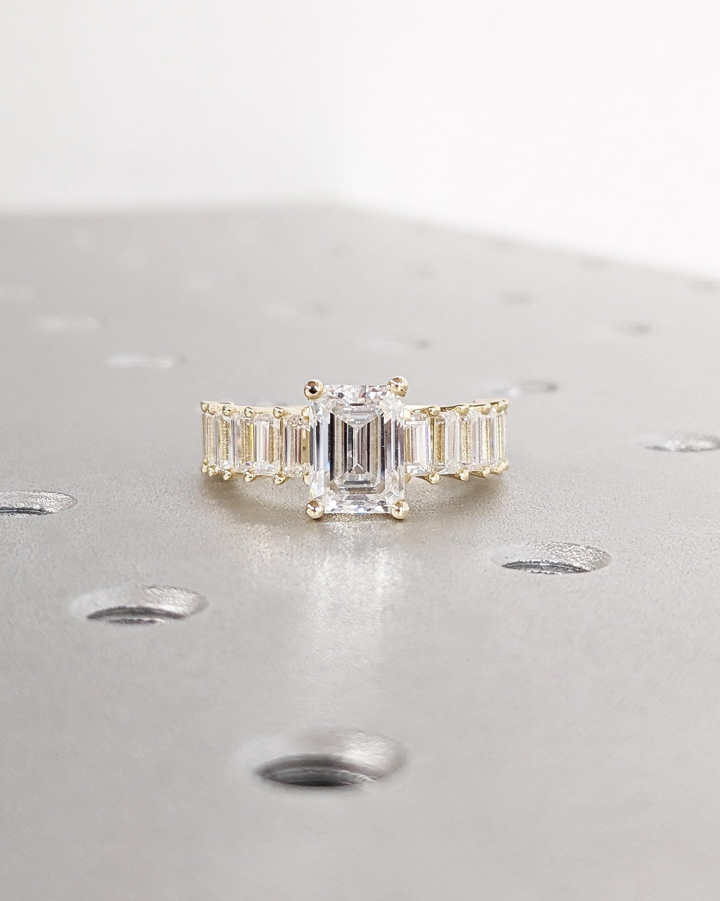 Asscher Three Stones Engagement Ring – 5.75 CT Moissanite Diamond