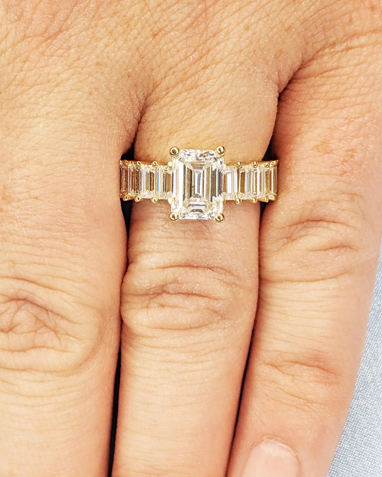 Asscher Three Stones Engagement Ring – 5.75 CT Moissanite Diamond