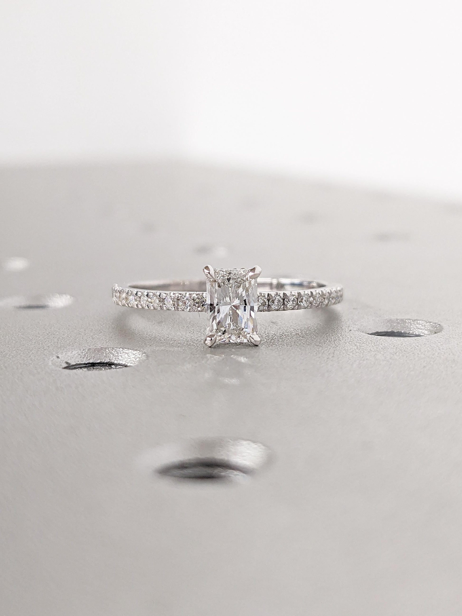 Asscher Three Stones Engagement Ring – 5.75 CT Moissanite Diamond