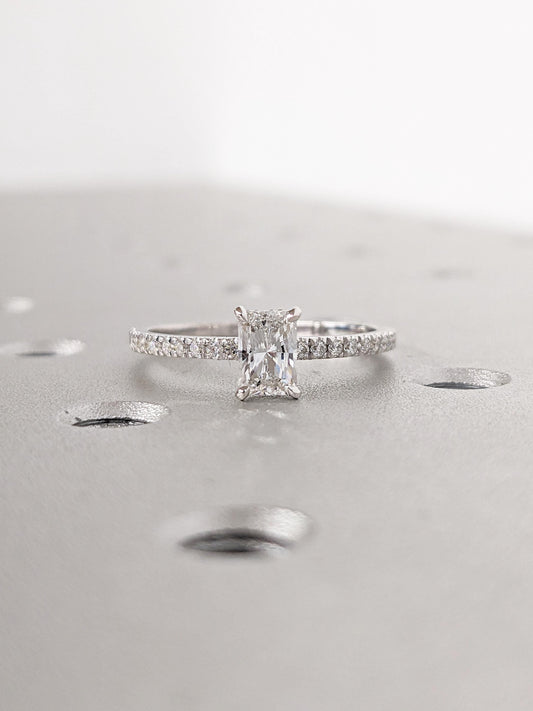 Asscher Three Stones Engagement Ring – 5.75 CT Moissanite Diamond