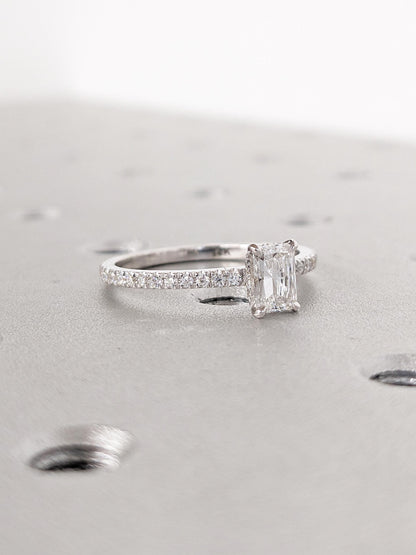 Asscher Three Stones Engagement Ring – 5.75 CT Moissanite Diamond