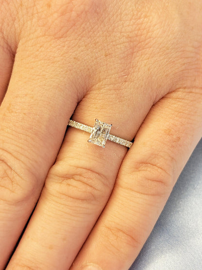 Asscher Three Stones Engagement Ring – 5.75 CT Moissanite Diamond