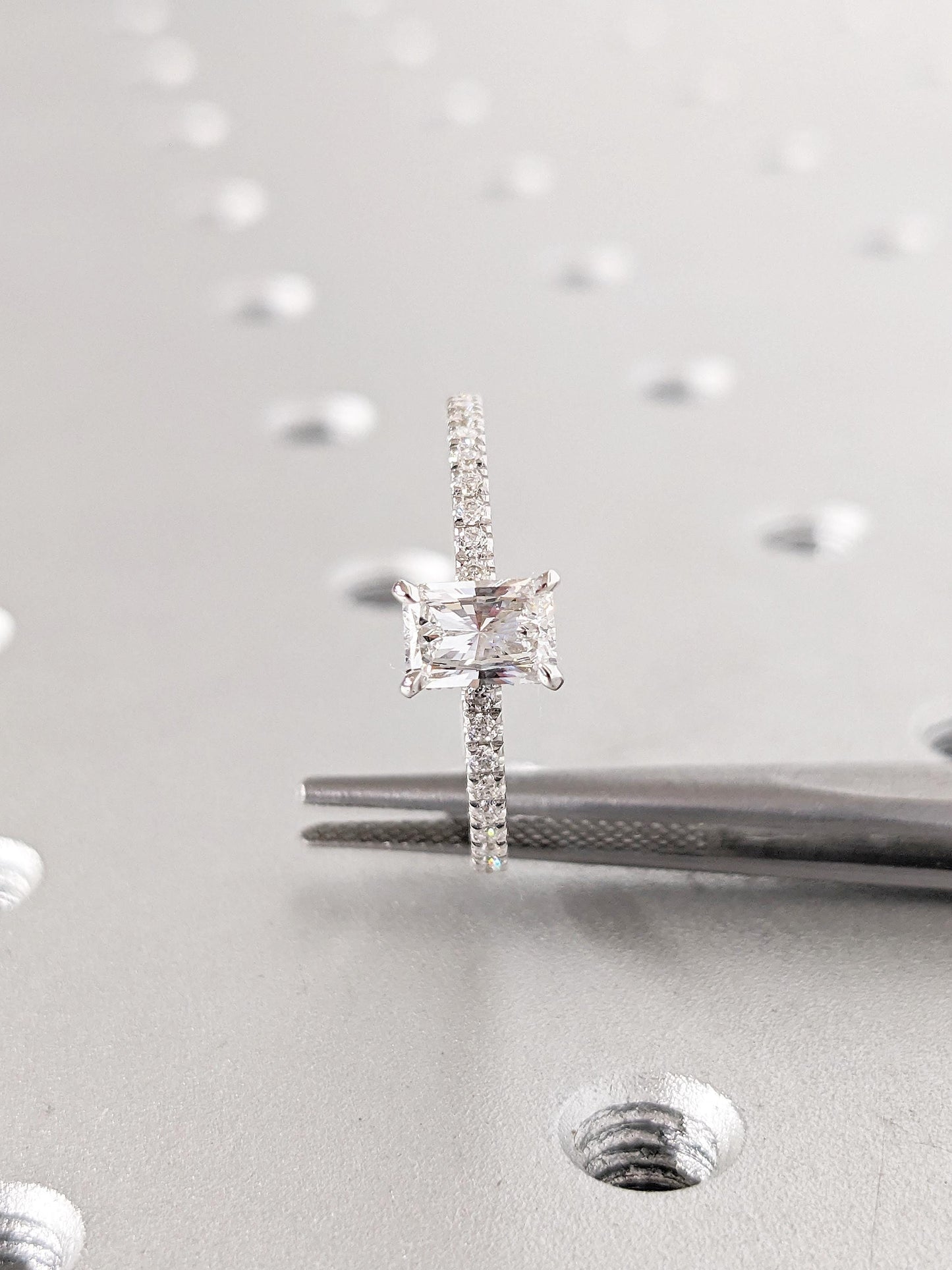 Asscher Three Stones Engagement Ring – 5.75 CT Moissanite Diamond