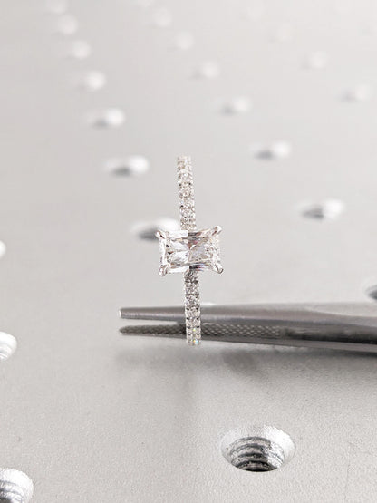 Asscher Three Stones Engagement Ring – 5.75 CT Moissanite Diamond