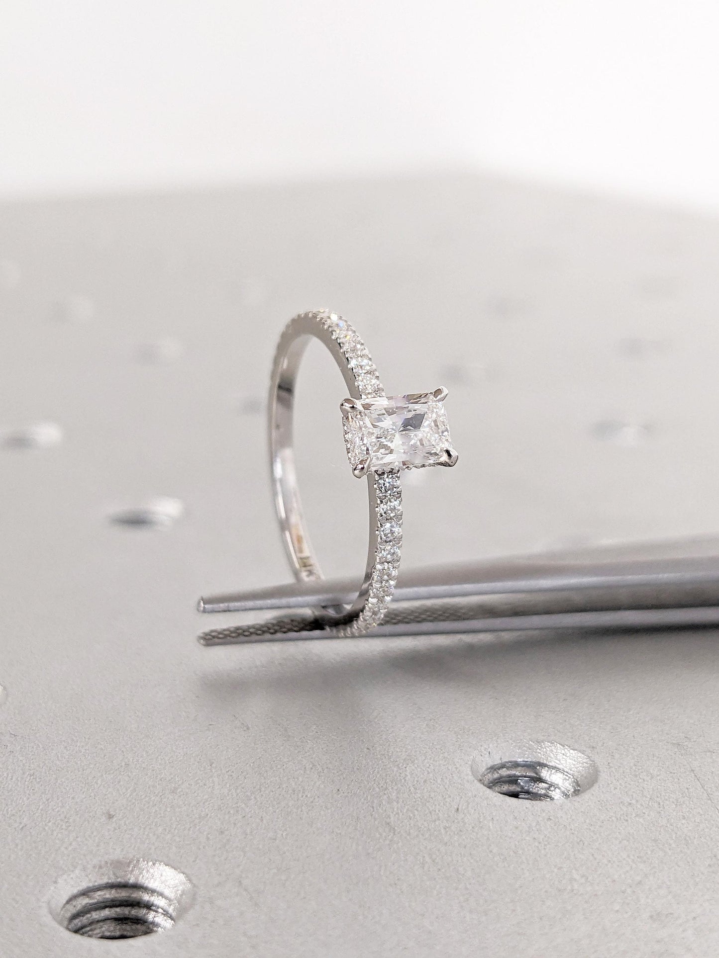 Asscher Three Stones Engagement Ring – 5.75 CT Moissanite Diamond