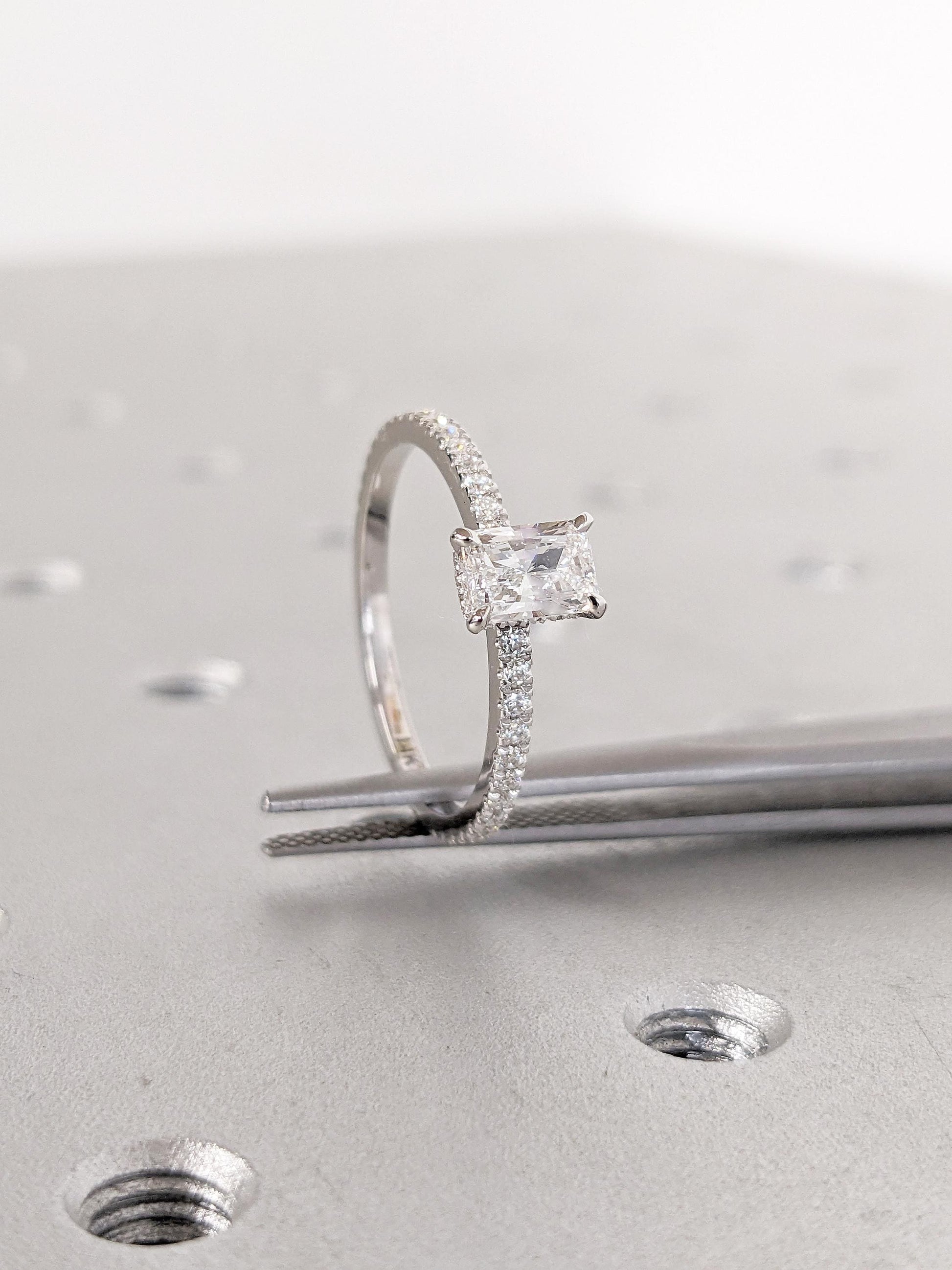 Asscher Three Stones Engagement Ring – 5.75 CT Moissanite Diamond