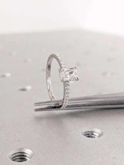 Asscher Three Stones Engagement Ring – 5.75 CT Moissanite Diamond