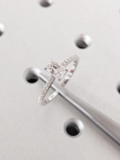 Asscher Three Stones Engagement Ring – 5.75 CT Moissanite Diamond