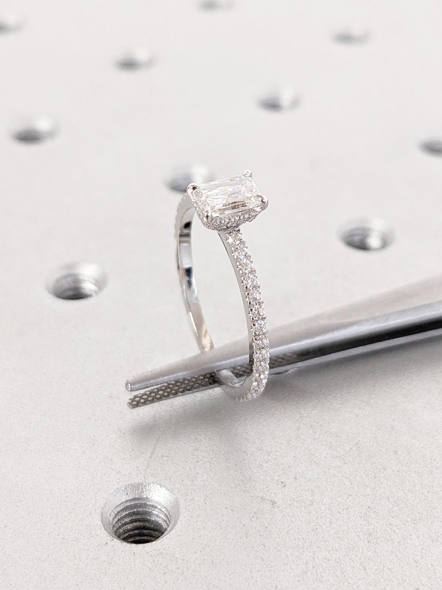 Asscher Three Stones Engagement Ring – 5.75 CT Moissanite Diamond