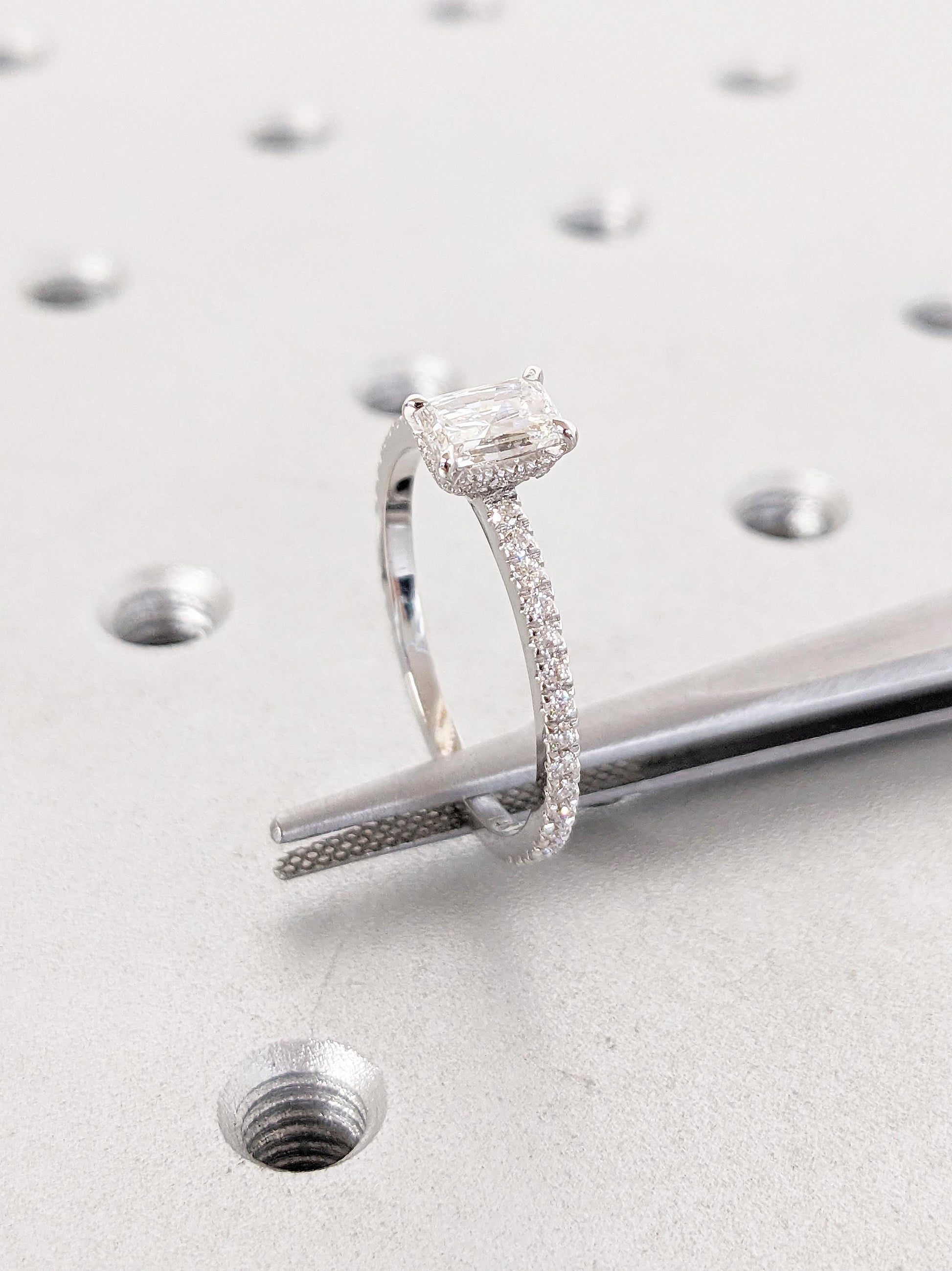 Asscher Three Stones Engagement Ring – 5.75 CT Moissanite Diamond