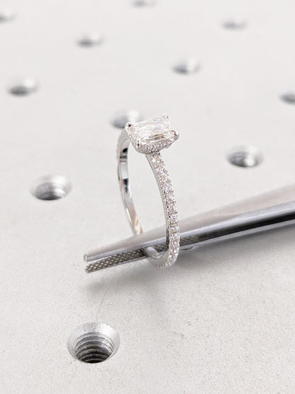 Asscher Three Stones Engagement Ring – 5.75 CT Moissanite Diamond