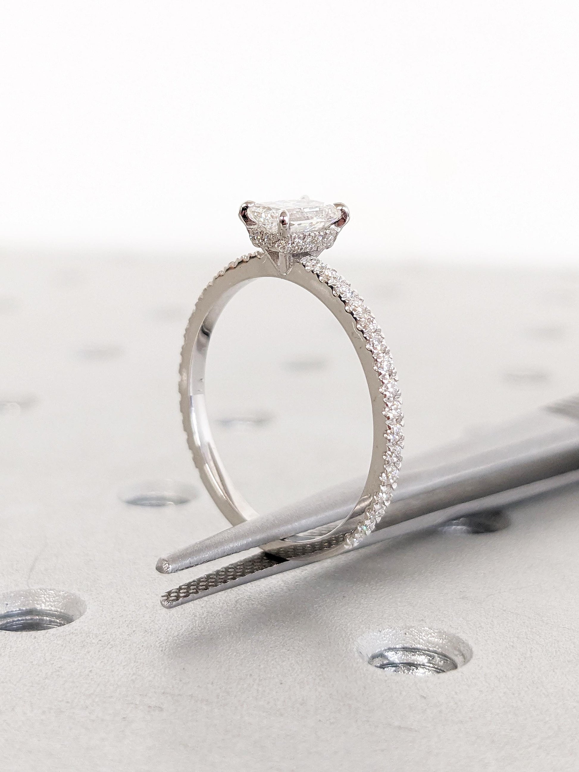 Asscher Three Stones Engagement Ring – 5.75 CT Moissanite Diamond
