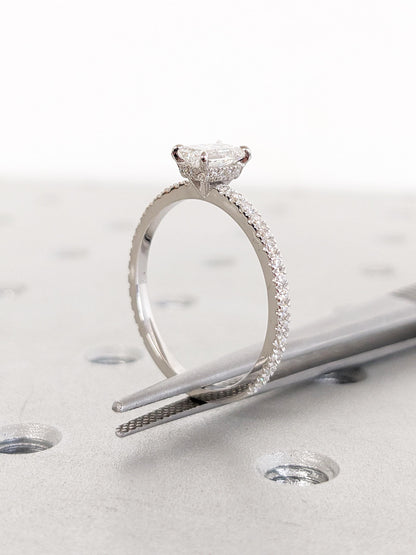 Asscher Three Stones Engagement Ring – 5.75 CT Moissanite Diamond