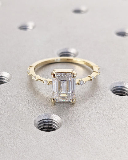 Asscher Three Stones Engagement Ring – 5.75 CT Moissanite Diamond