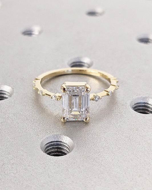 Asscher Three Stones Engagement Ring – 5.75 CT Moissanite Diamond