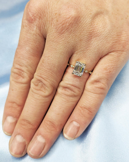 Asscher Three Stones Engagement Ring – 5.75 CT Moissanite Diamond