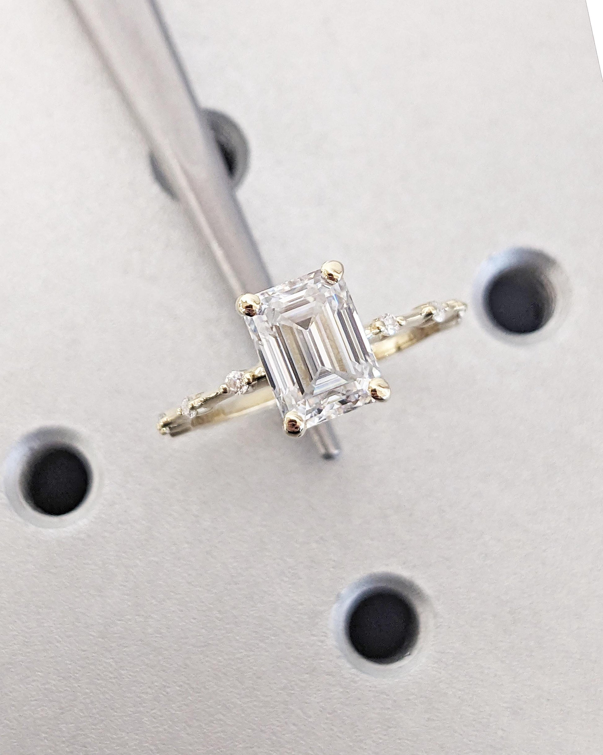Asscher Three Stones Engagement Ring – 5.75 CT Moissanite Diamond