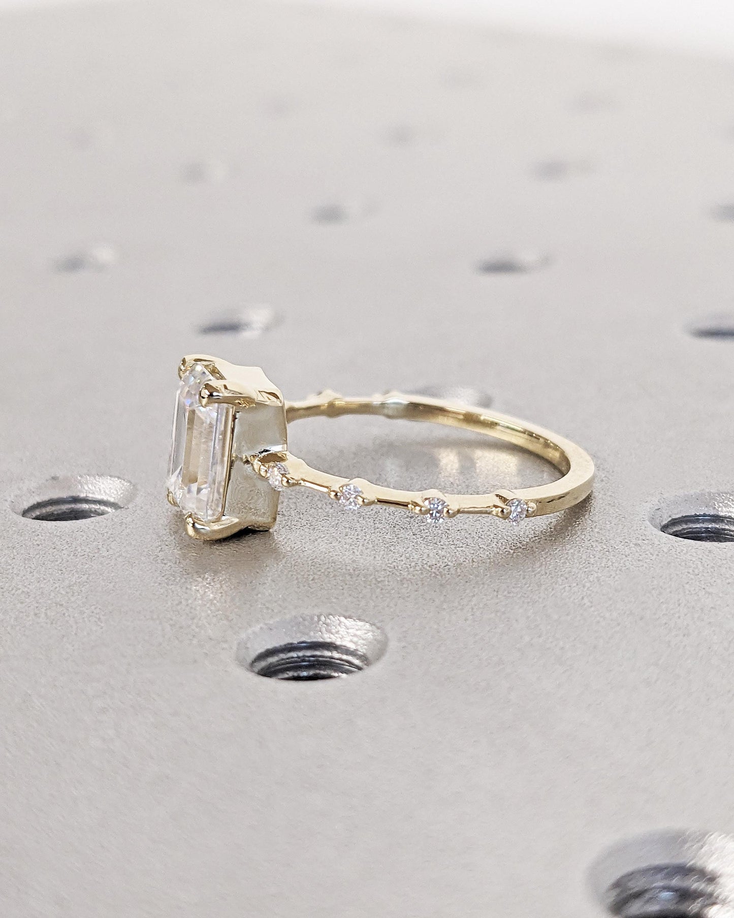 Asscher Three Stones Engagement Ring – 5.75 CT Moissanite Diamond