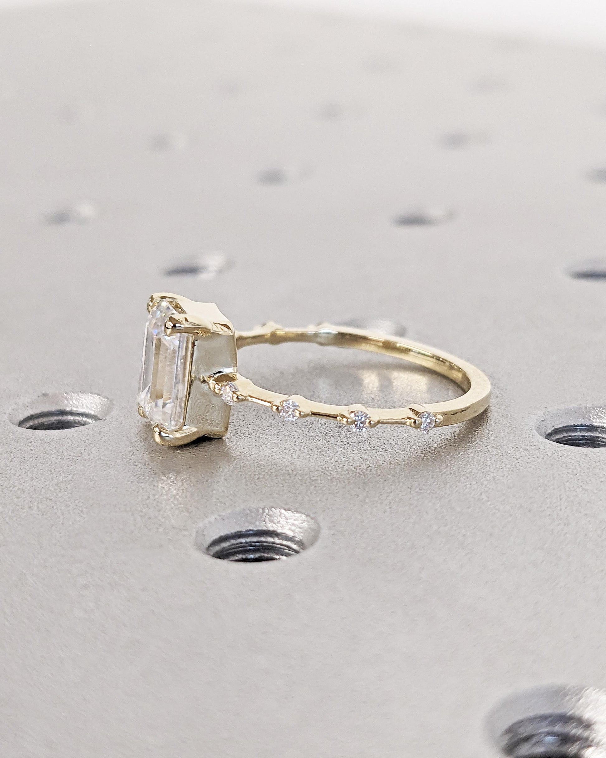 Asscher Three Stones Engagement Ring – 5.75 CT Moissanite Diamond
