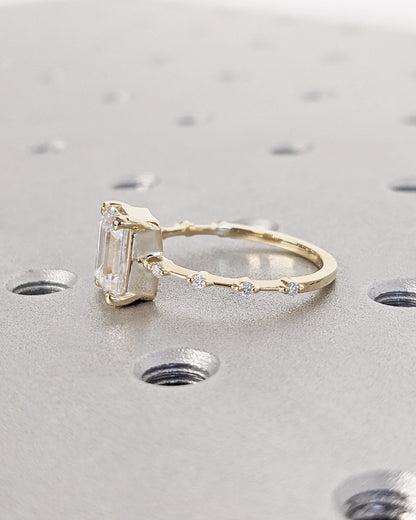 Asscher Three Stones Engagement Ring – 5.75 CT Moissanite Diamond