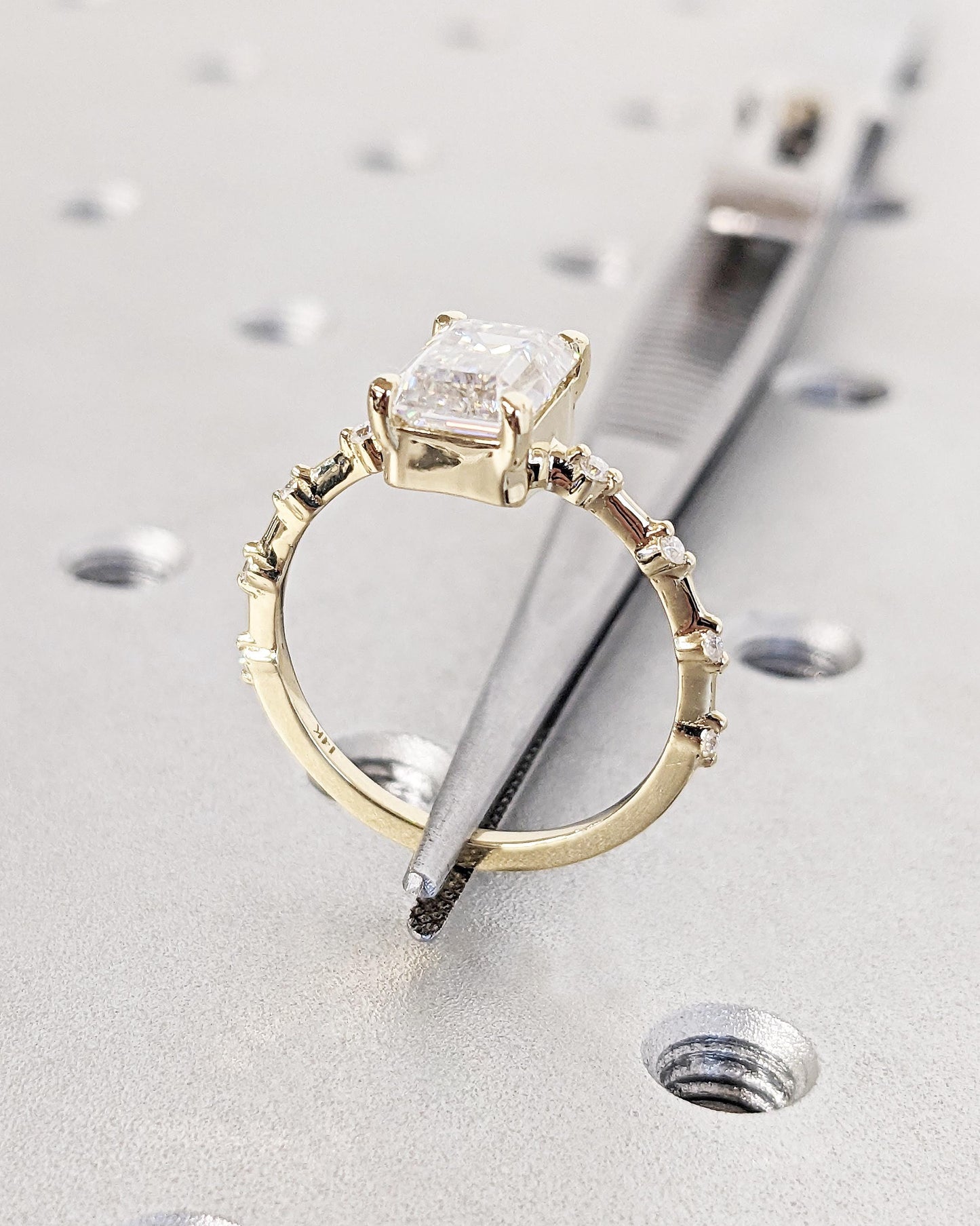 Asscher Three Stones Engagement Ring – 5.75 CT Moissanite Diamond