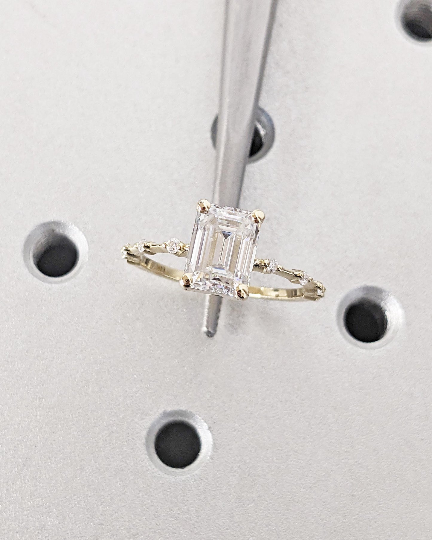 Asscher Three Stones Engagement Ring – 5.75 CT Moissanite Diamond