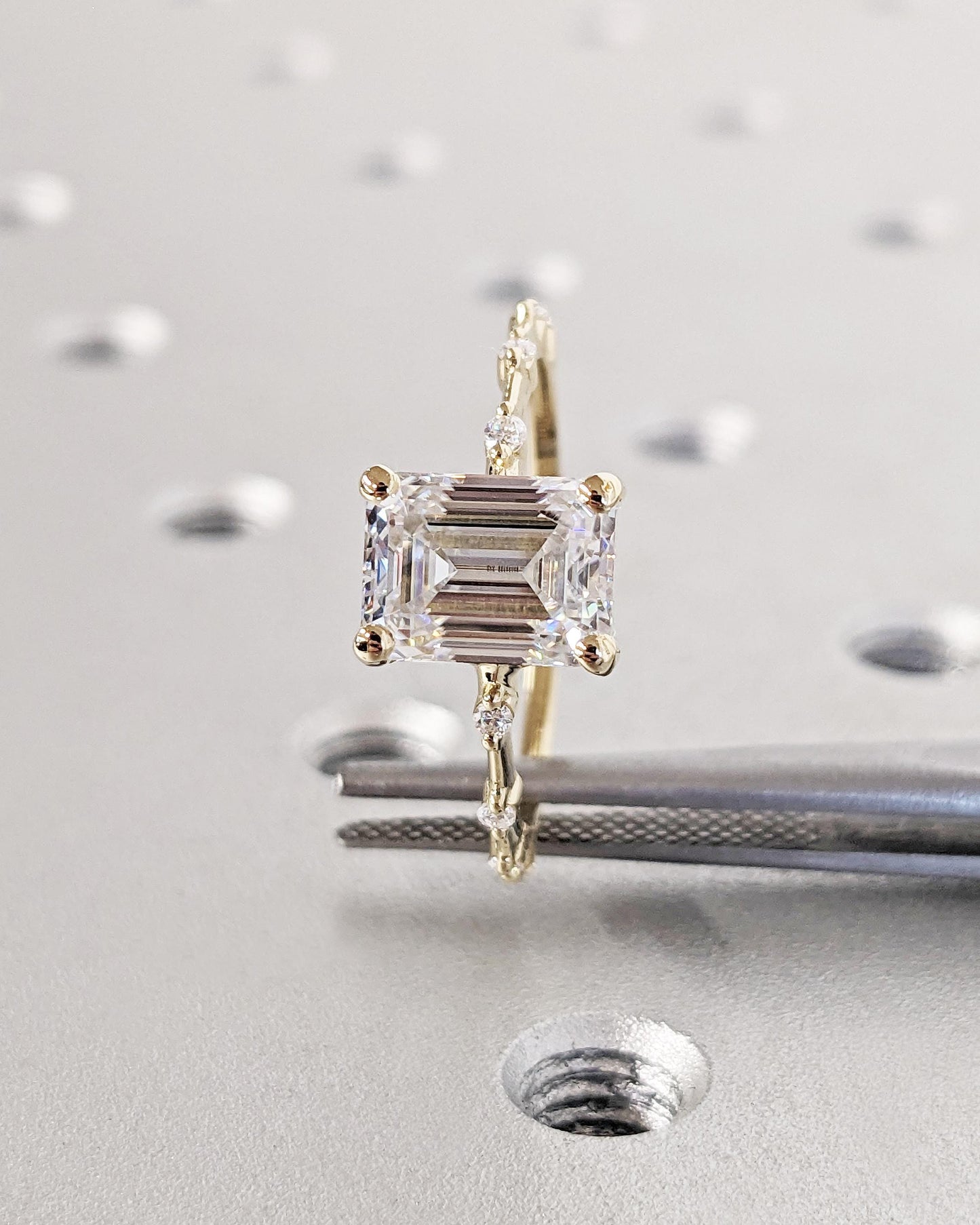 Asscher Three Stones Engagement Ring – 5.75 CT Moissanite Diamond