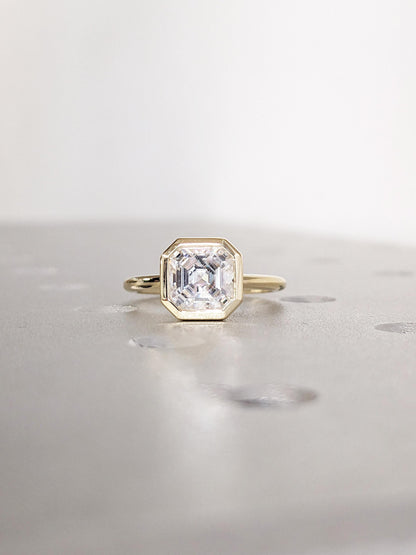 Asscher Three Stones Engagement Ring – 5.75 CT Moissanite Diamond