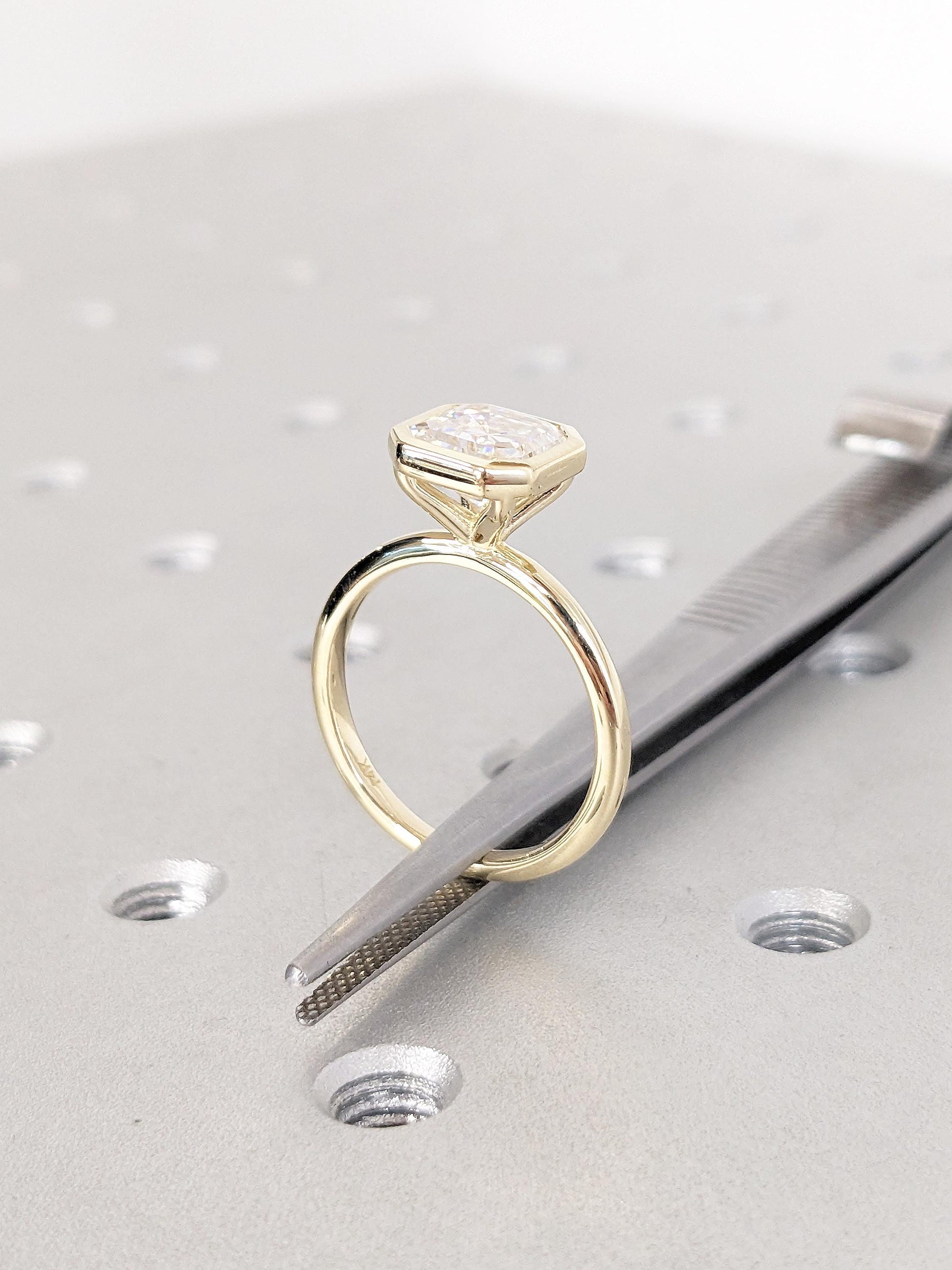Asscher Three Stones Engagement Ring – 5.75 CT Moissanite Diamond