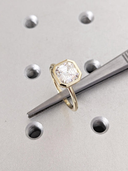 Asscher Three Stones Engagement Ring – 5.75 CT Moissanite Diamond