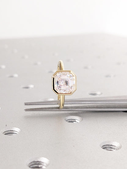 Asscher Three Stones Engagement Ring – 5.75 CT Moissanite Diamond