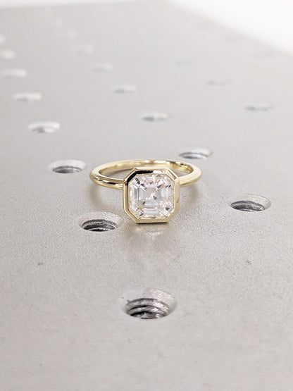 Asscher Three Stones Engagement Ring – 5.75 CT Moissanite Diamond