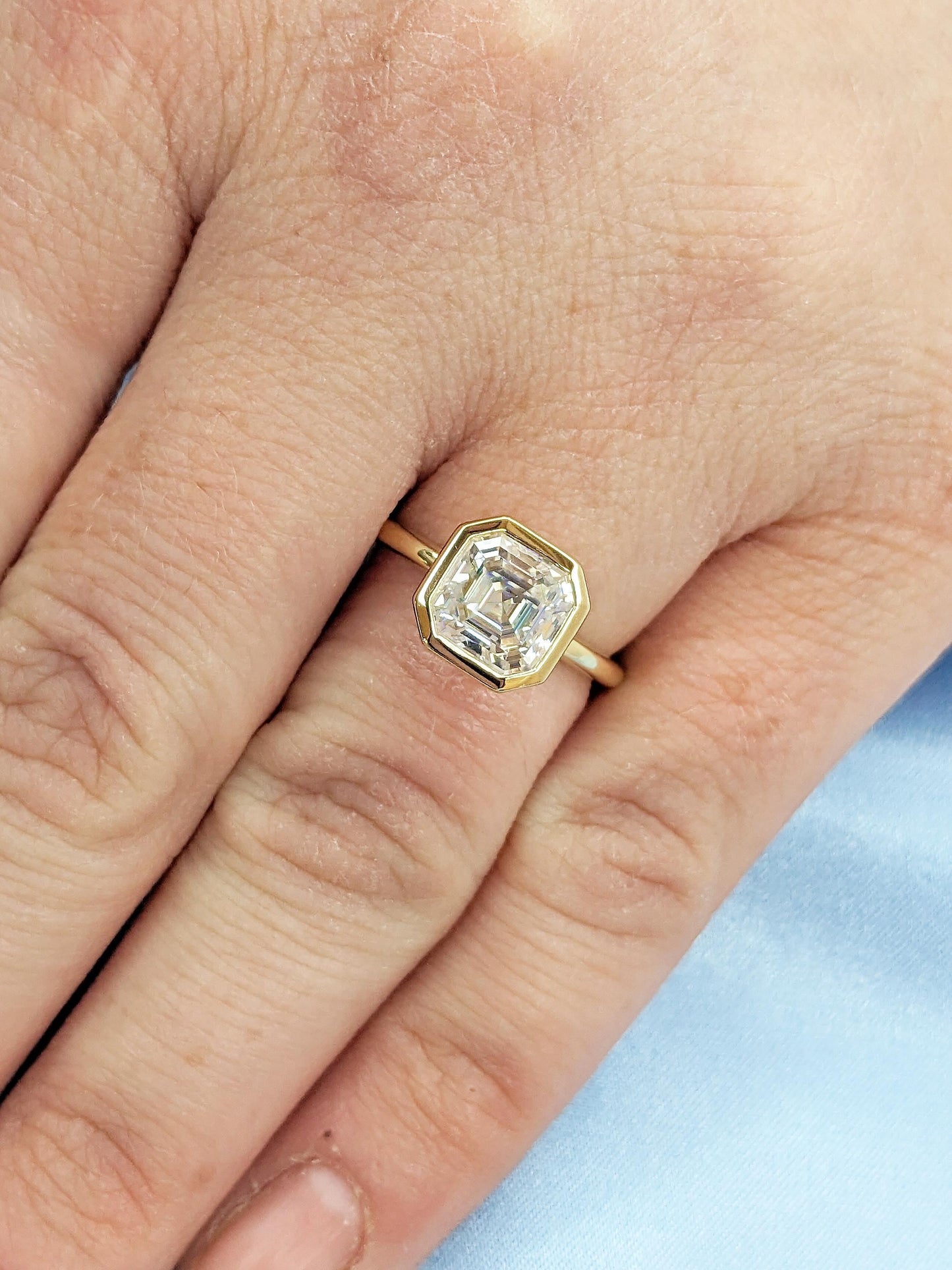 Asscher Three Stones Engagement Ring – 5.75 CT Moissanite Diamond